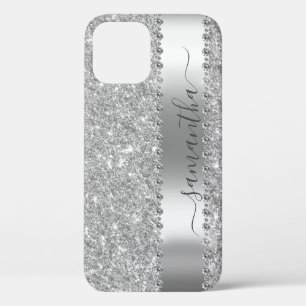 Diamond Faux Glitter Kalligrafie Naam Zilver Case-Mate iPhone Case