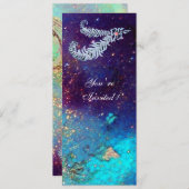 DIAMOND FEATHERS, blauwe troebele groene vonken Kaart (Voorkant / Achterkant)