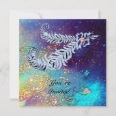 DIAMOND FEATHERS, blue turquase Gold sparkles Kaart (Voorkant)