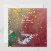 DIAMOND FEATHERS , bruin geel groen gouden glitter Kaart (Achterkant)