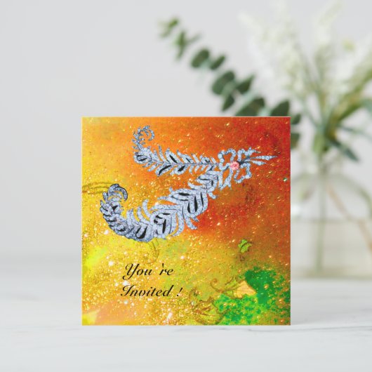 DIAMOND FEATHERS, bruine, groene goudsparken Kaart (Staand voorkant)