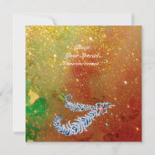 DIAMOND FEATHERS, bruine, groene goudsparken Kaart (Achterkant)