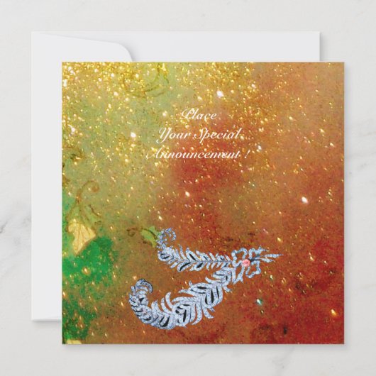 DIAMOND FEATHERS, bruine, groene goudsparken Kaart (Achterkant)