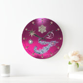 DIAMOND FEATHERS EN STARS PINK GEMSTONE MONOGRAM GROTE KLOK (Huis)