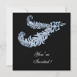 DIAMOND FEATHERS JEWEL Black White Wedding Kaart