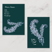 DIAMOND FEATHERS MONOGRAM, blauw groen Visitekaartje (Voorkant / Achterkant)