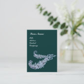 DIAMOND FEATHERS MONOGRAM, blauw groen Visitekaartje (Staand voorkant)