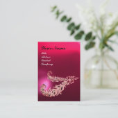 DIAMOND FEATHERS MONOGRAM Pink Fuchsia Paars Ruby Visitekaartje (Staand voorkant)