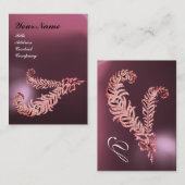 DIAMOND FEATHERS MONOGRAM Pink Violet Paars Visitekaartje (Voorkant / Achterkant)