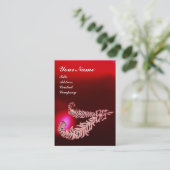 DIAMOND FEATHERS MONOGRAM, Red Burgundy Ruby Pearl Visitekaartje (Staand voorkant)