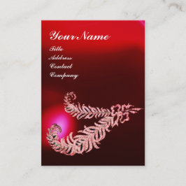 DIAMOND FEATHERS MONOGRAM, Red Burgundy Ruby Pearl Visitekaartje