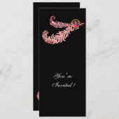 DIAMOND FEATHERS MONOGRAM, roodbruin, roze Kaart (Voorkant / Achterkant)