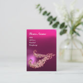 DIAMOND FEATHERS MONOGRAM , Roze Fuchsia Paars Visitekaartje (Staand voorkant)