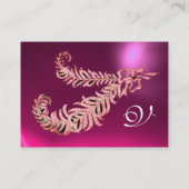 DIAMOND FEATHERS MONOGRAM , Roze Fuchsia Paars Visitekaartje (Achterkant)