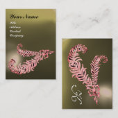 DIAMOND FEATHERS MONOGRAM Roze Grijze Agaat Visitekaartje (Voorkant / Achterkant)