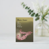 DIAMOND FEATHERS MONOGRAM Roze Grijze Agaat Visitekaartje (Staand voorkant)