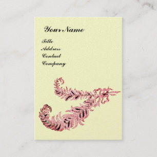 DIAMOND FEATHERS MONOGRAM, roze, parelroom Visitekaartje