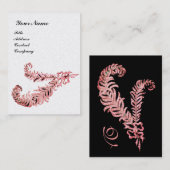 DIAMOND FEATHERS MONOGRAM, roze, parels Visitekaartje (Voorkant / Achterkant)