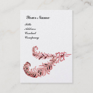 DIAMOND FEATHERS MONOGRAM, roze, parels Visitekaartje