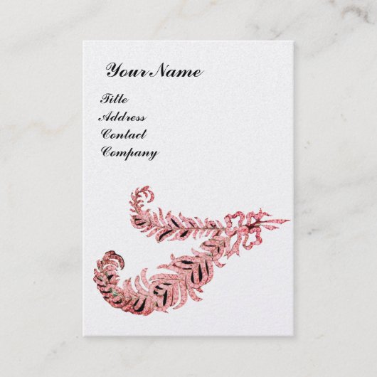 DIAMOND FEATHERS MONOGRAM, roze, parels Visitekaartje (Voorkant)