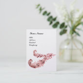 DIAMOND FEATHERS MONOGRAM, roze, zilver, platina Visitekaartje (Staand voorkant)