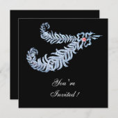 DIAMOND FEATHERS PINK GEM White Black Wedding Kaart (Voorkant / Achterkant)