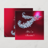 DIAMOND FEATHERS Red Burgundy Ruby Champagne Kaart (Voorkant / Achterkant)