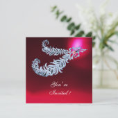 DIAMOND FEATHERS Red Burgundy Ruby Champagne Kaart (Staand voorkant)