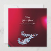 DIAMOND FEATHERS Red Burgundy Ruby Champagne Kaart (Achterkant)