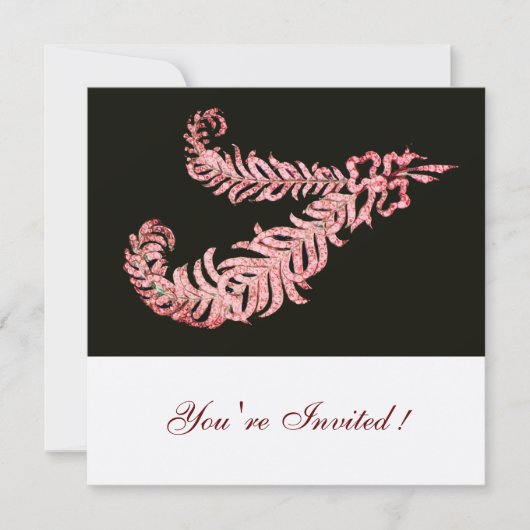 DIAMOND FEATHERS ,Roze Champagne Metaalglans Kaart (Voorkant)