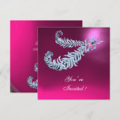 DIAMOND FEATHERS Roze Fuchsia Amethyst Champagne Kaart (Voorkant / Achterkant)