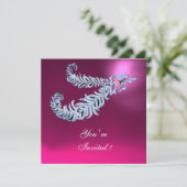 DIAMOND FEATHERS Roze Fuchsia Amethyst Champagne Kaart (Staand voorkant)
