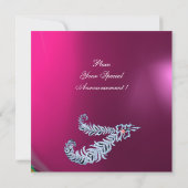 DIAMOND FEATHERS Roze Fuchsia Amethyst Champagne Kaart (Achterkant)