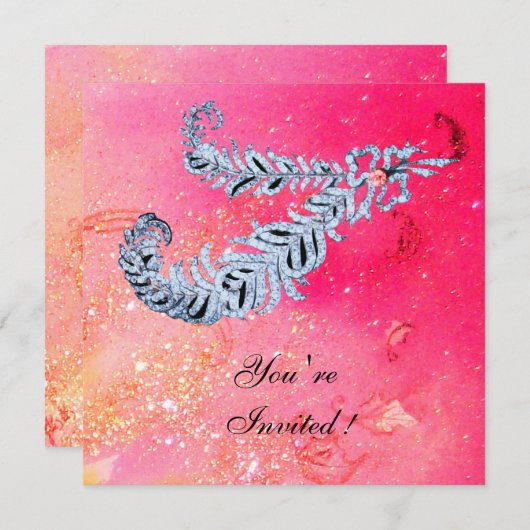 DIAMOND FEATHERS, roze sparken Kaart (Voorkant / Achterkant)