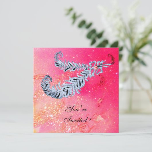 DIAMOND FEATHERS, roze sparken Kaart (Staand voorkant)