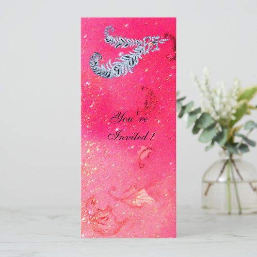 DIAMOND FEATHERS, roze sparken Kaart (Staand voorkant)