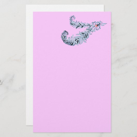 DIAMOND FEATHERS, roze, zwart en wit Briefpapier (Voorkant / Achterkant)