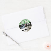DIAMOND FEATHES WHITE GREEN SILK DAMASK MONOGRAM RONDE STICKER (Envelop)