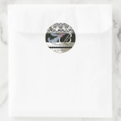 DIAMOND FEATHES WHITE ZWARTE DAMASKMONOGRAM RONDE STICKER (Tas)