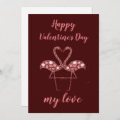 Diamond flamingo Happy valentijnsdag kaart (Voorkant / Achterkant)