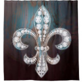 Diamond Fleur de Lis Wooden Douchegordijn (Voorkant)