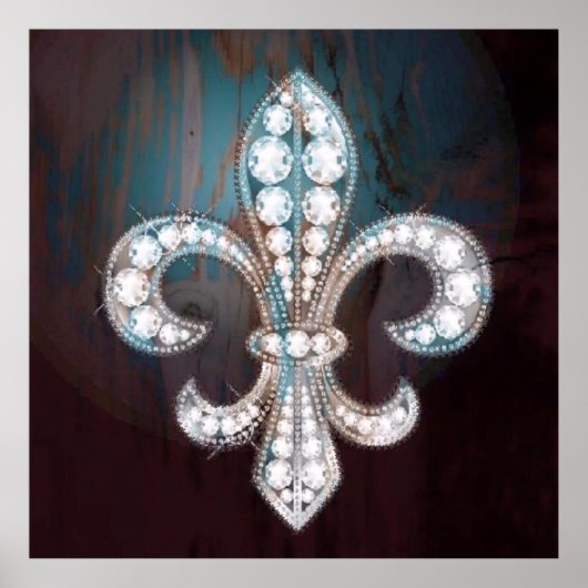 Diamond Fleur de Lis Wooden Poster (Voorkant)