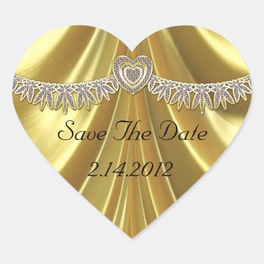Diamond Fleurette & Satin Gold Hart Sticker (Voorkant)