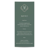 Diamond Floral Evergreen Monogram Wedding Menu