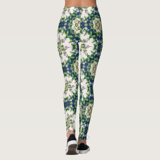Diamond Floral Mandalas Seamless Pattern Leggings (Achterkant)