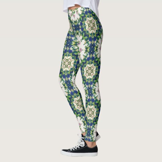 Diamond Floral Mandalas Seamless Pattern Leggings (Links)