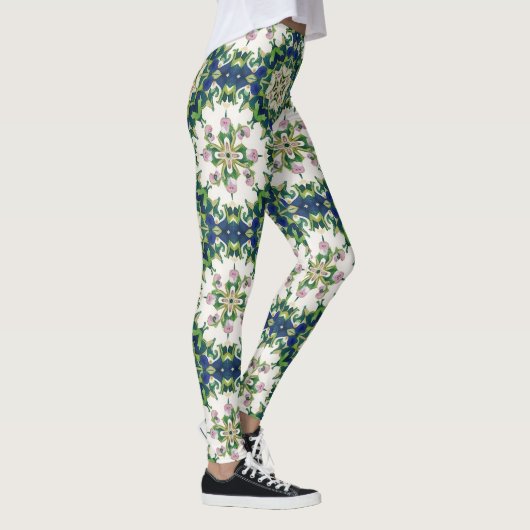 Diamond Floral Mandalas Seamless Pattern Leggings (Rechts)