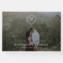 Diamond Floral Monogram en Photo Wedding Gastenboek