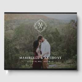 Diamond Floral Monogram en Photo Wedding Gastenboek