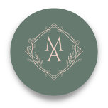 Diamond Floral Monogram Evergreen Wedding Ronde Sticker<br><div class="desc">Deze eeuwengroene stickers zijn perfect voor het naaien van trouwuitnodigingen. Ze kunnen gepersonaliseerd worden met een wit diamantvormig bloemmonogram met de initialen van de bruid en de bruidegom.</div>